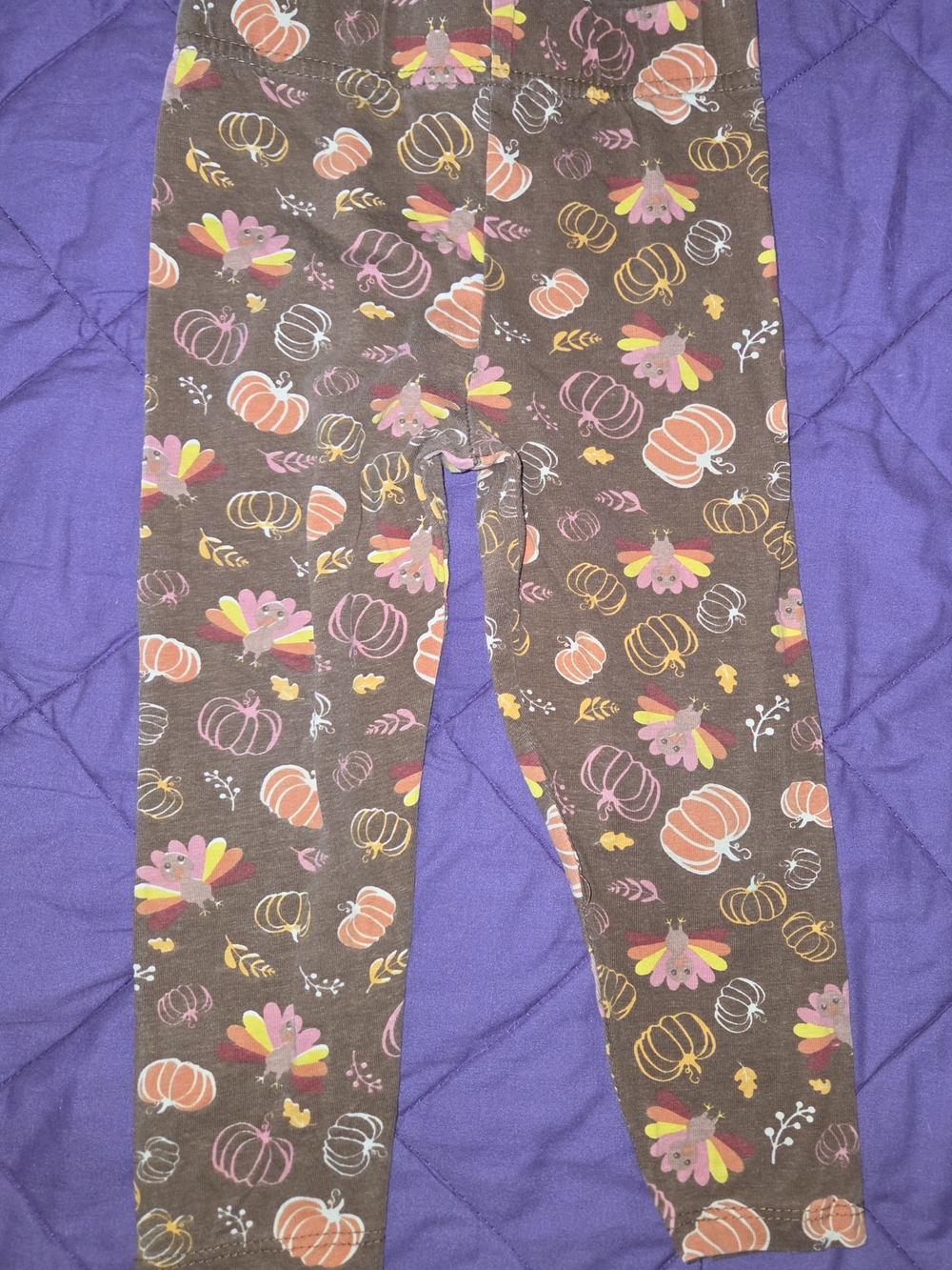 Rae Dunn Brown Leggings with Pumpkin & Turkey Print